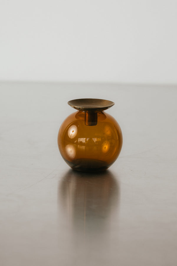 Amber Glass Candlestick