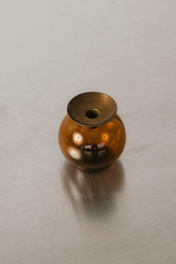 Amber Glass Candlestick
