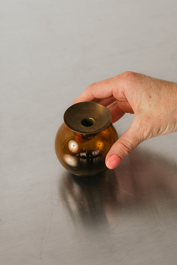 Amber Glass Candlestick