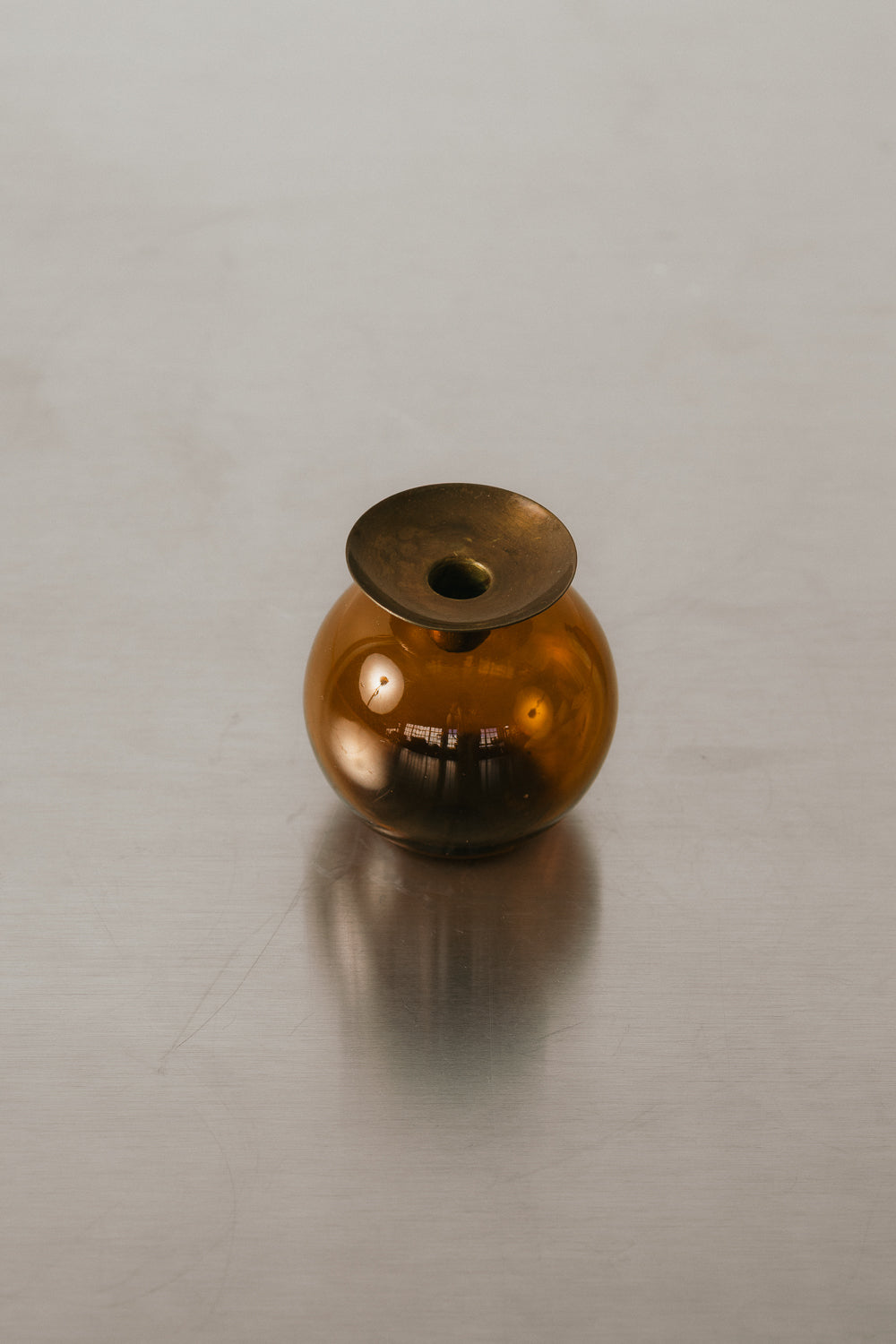 Amber Glass Candlestick