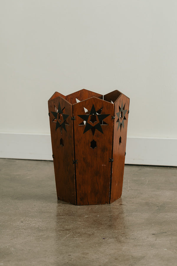 Folk Art Carved Wastebaket