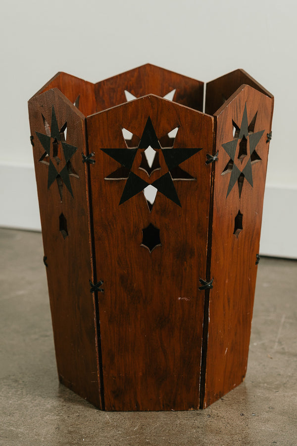 Folk Art Carved Wastebaket