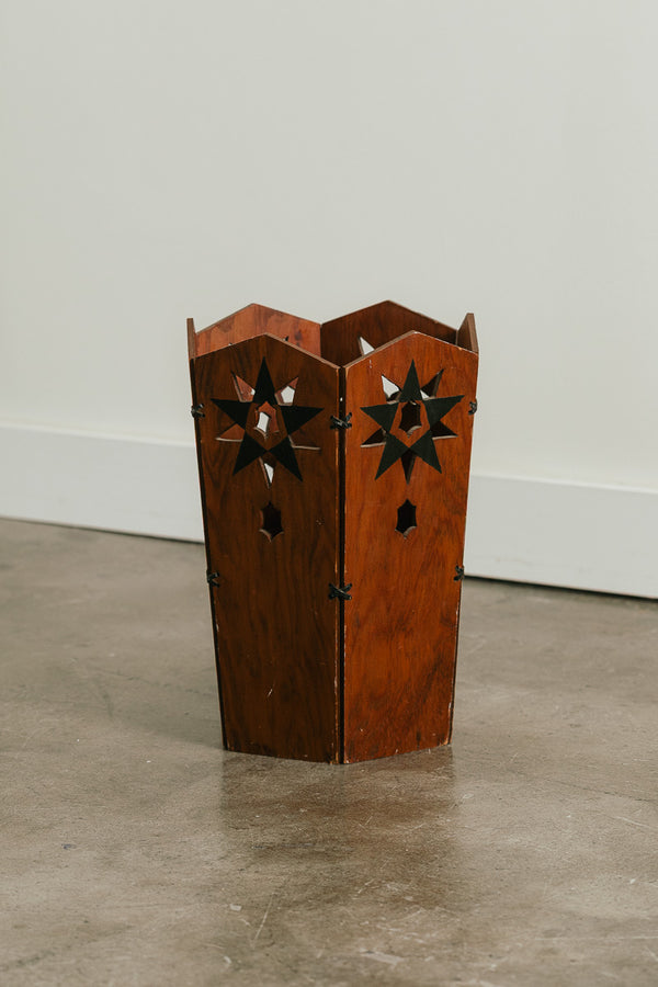 Folk Art Carved Wastebaket