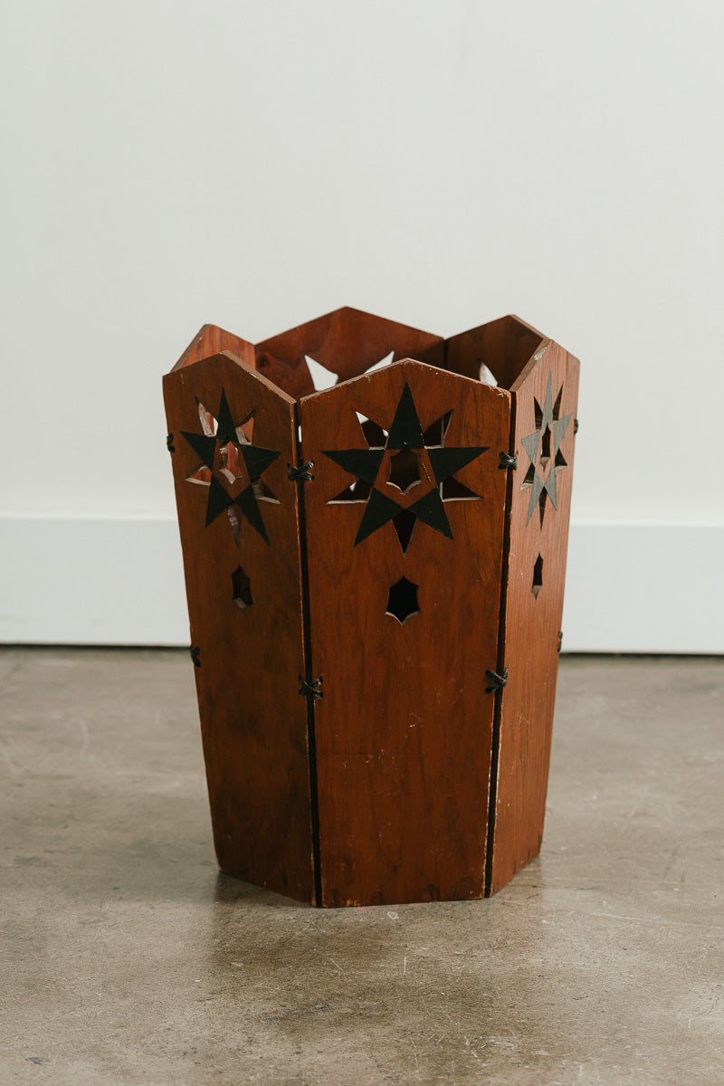 Folk Art Carved Wastebaket