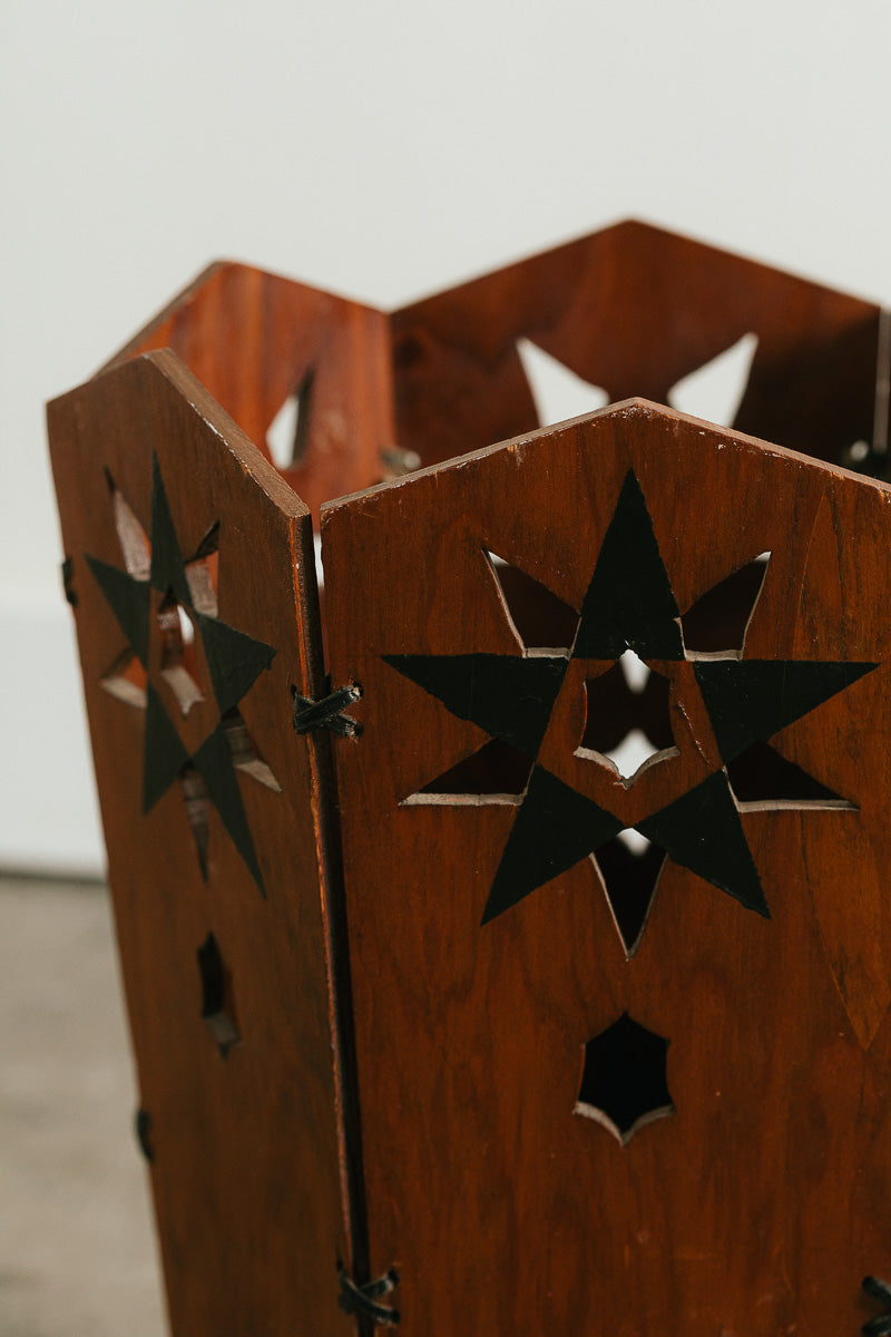 Folk Art Carved Wastebaket