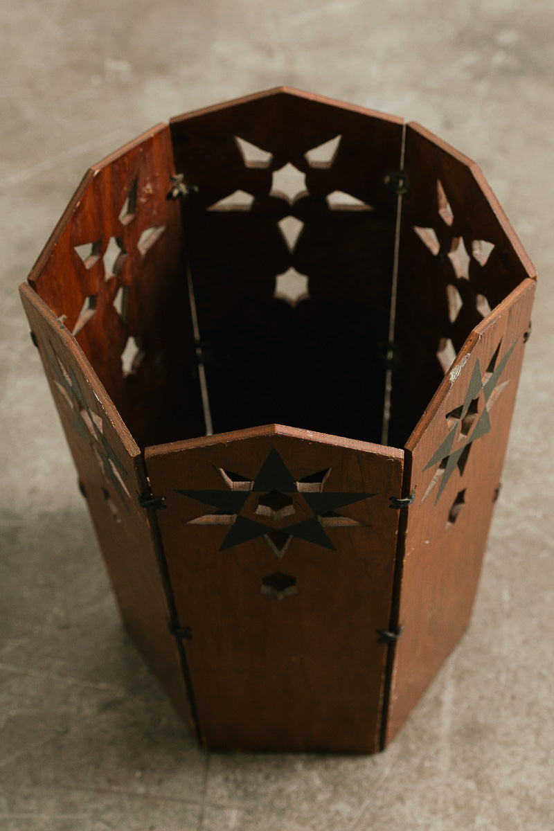 Folk Art Carved Wastebaket