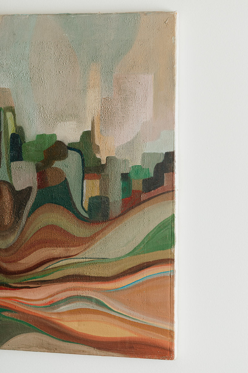 Mid Century Cityscape Painting