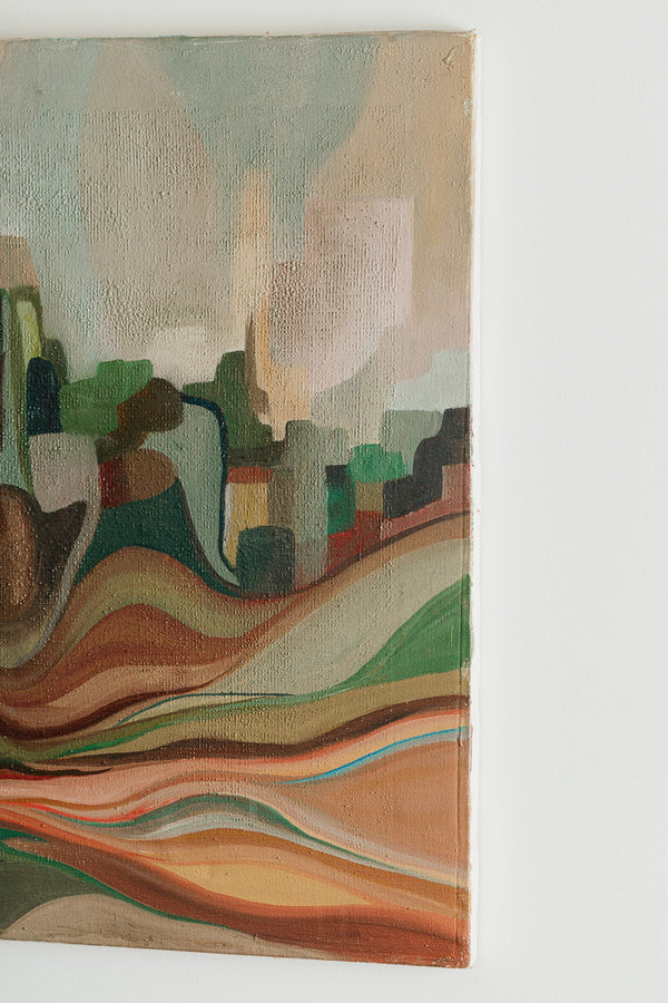 Mid Century Cityscape Painting