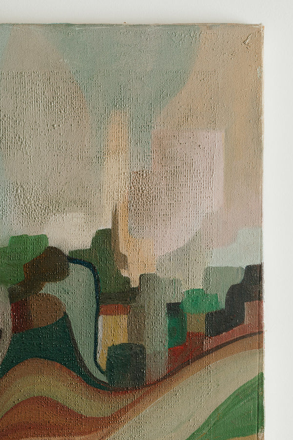 Mid Century Cityscape Painting