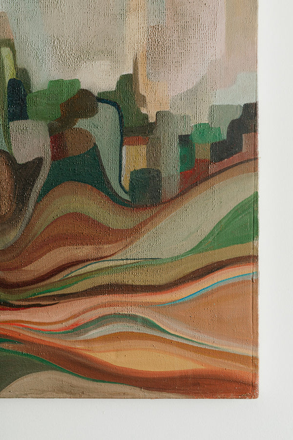 Mid Century Cityscape Painting