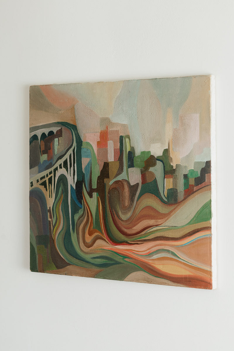 Mid Century Cityscape Painting