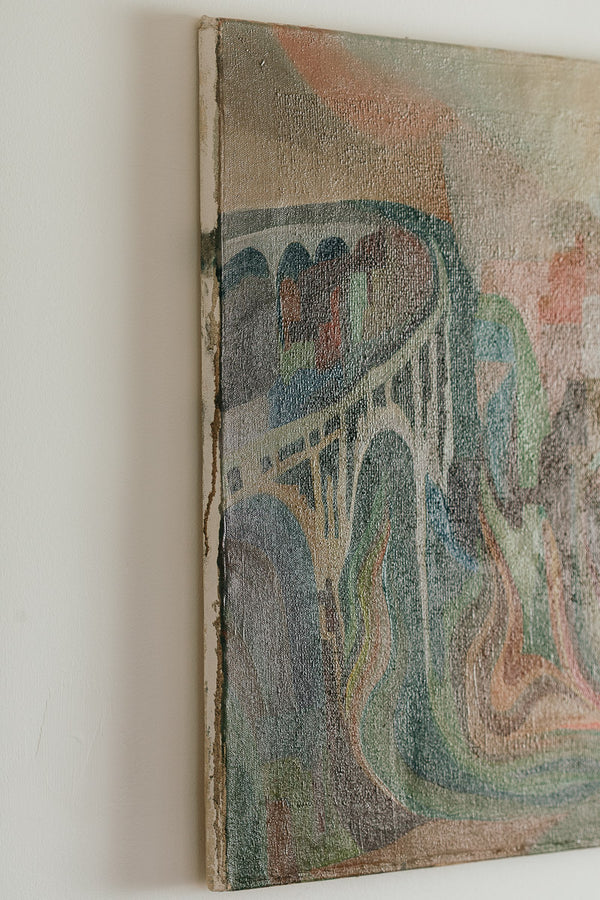 Mid Century Cityscape Painting