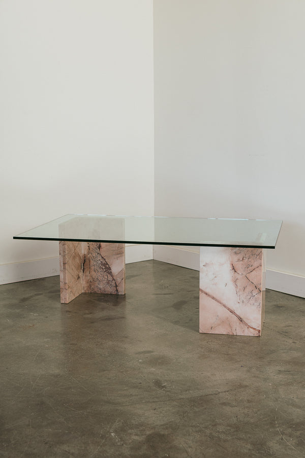 Vintage Stone & Glass Coffee Table