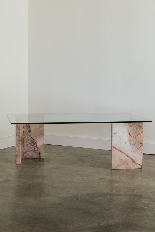 Vintage Stone & Glass Coffee Table