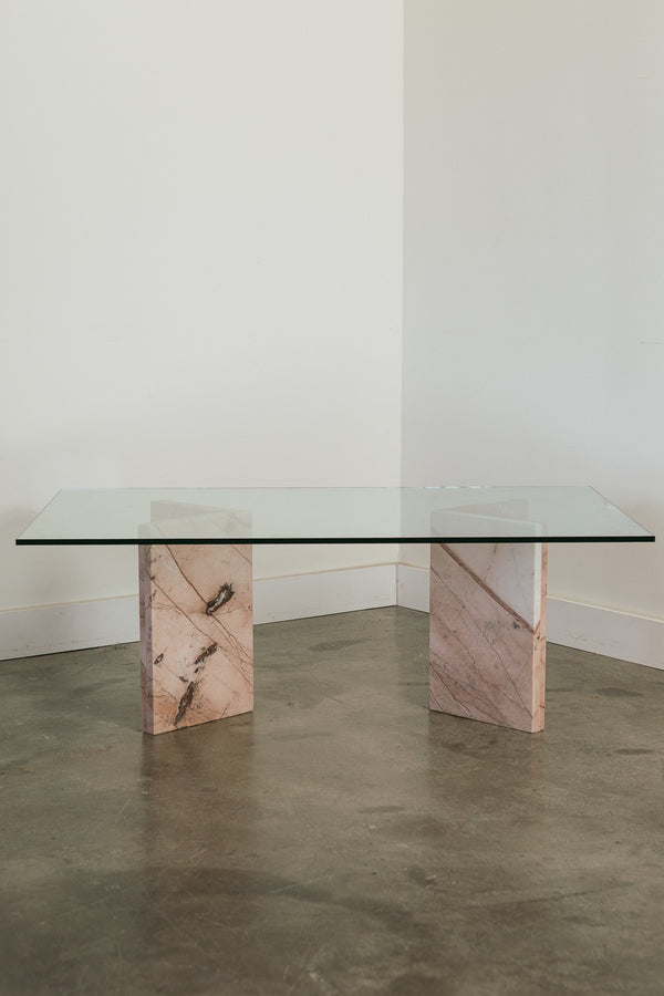 Vintage Stone & Glass Coffee Table