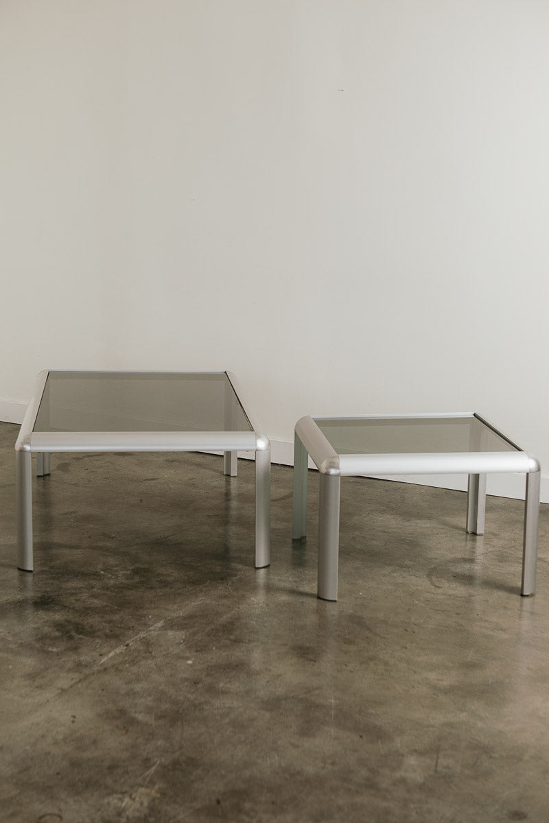 Aluminum Smoke Glass Side Table