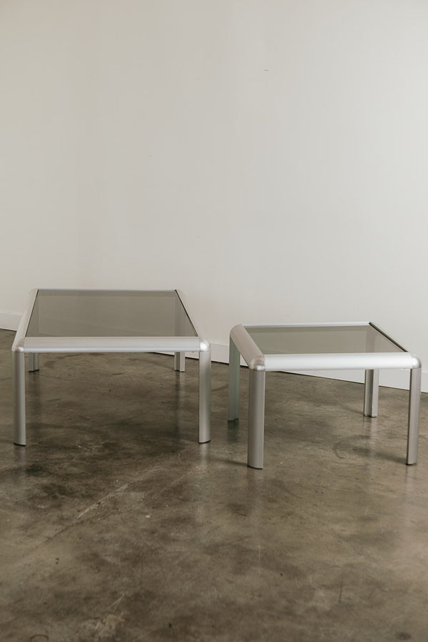 Aluminum Smoke Glass Side Table