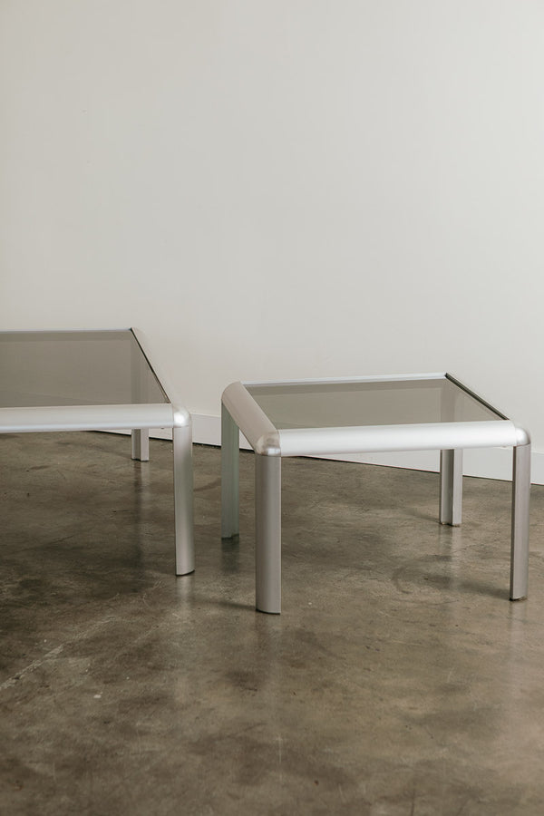Aluminum Smoke Glass Side Table