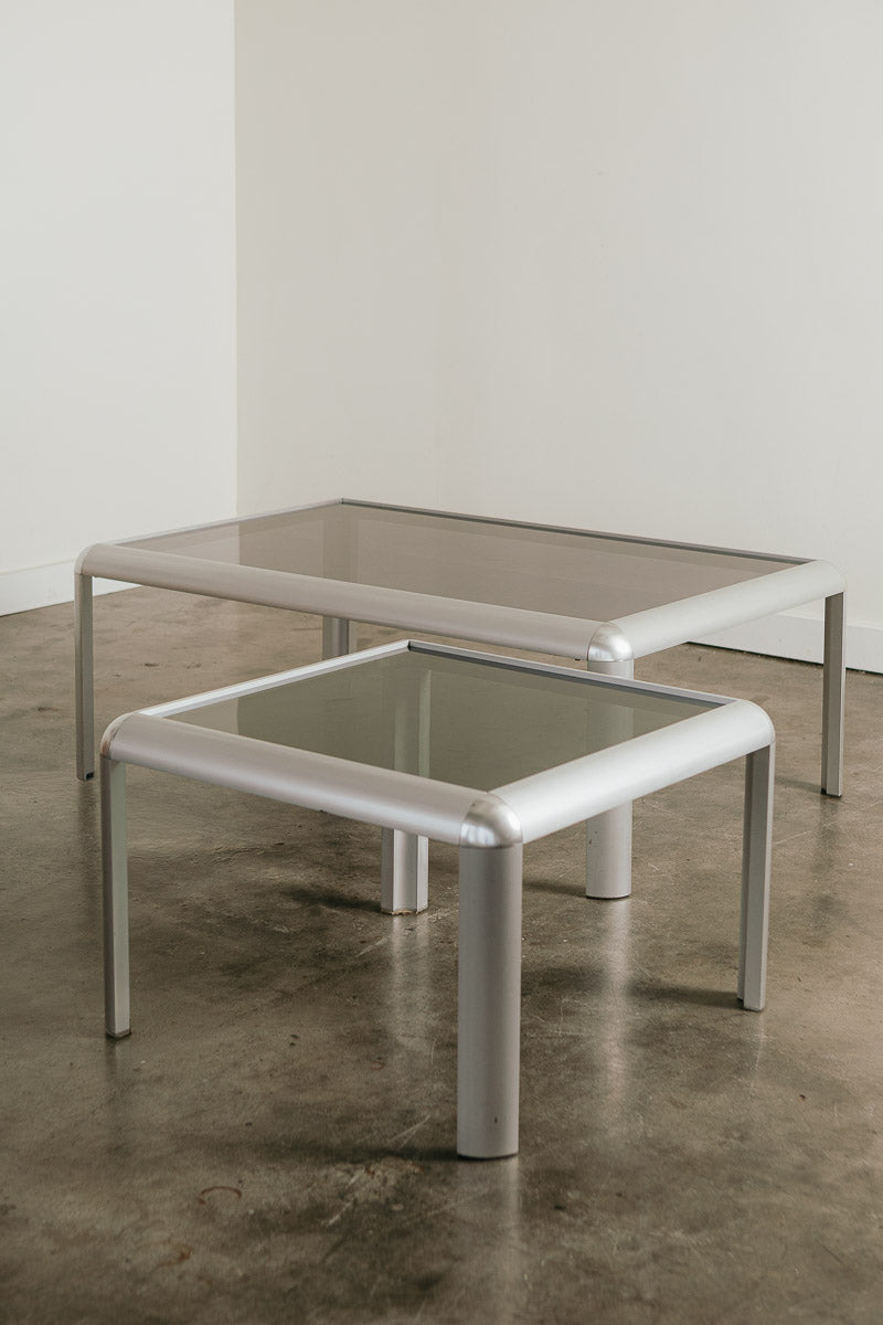 Aluminum Smoke Glass Side Table