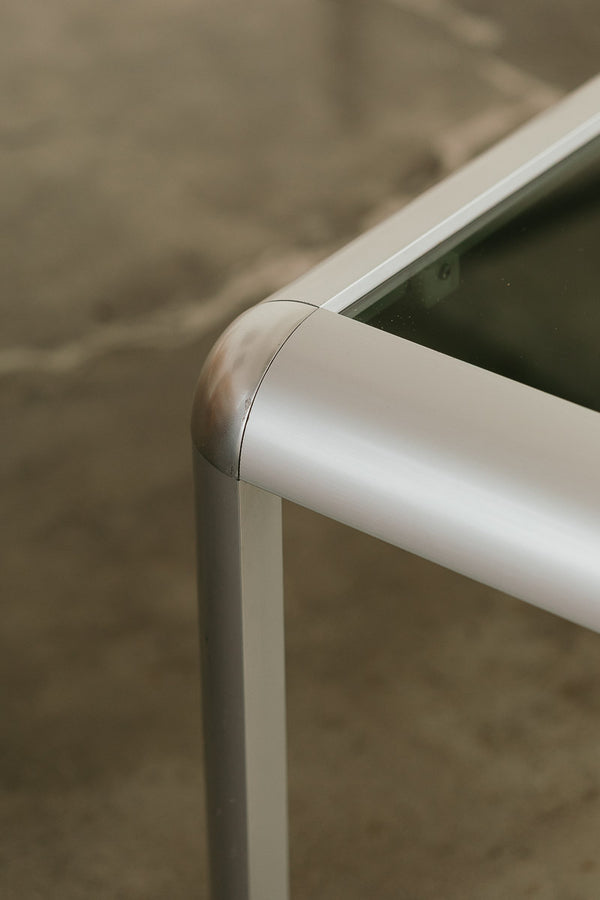 Aluminum Smoke Glass Side Table