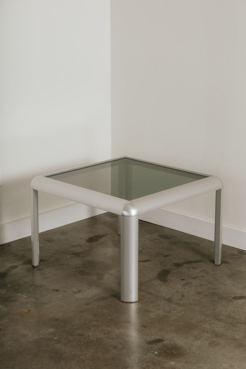 Aluminum Smoke Glass Side Table