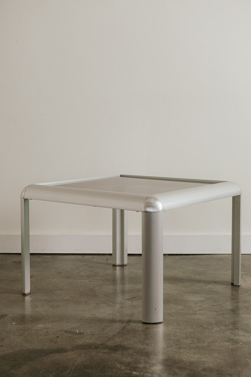 Aluminum Smoke Glass Side Table