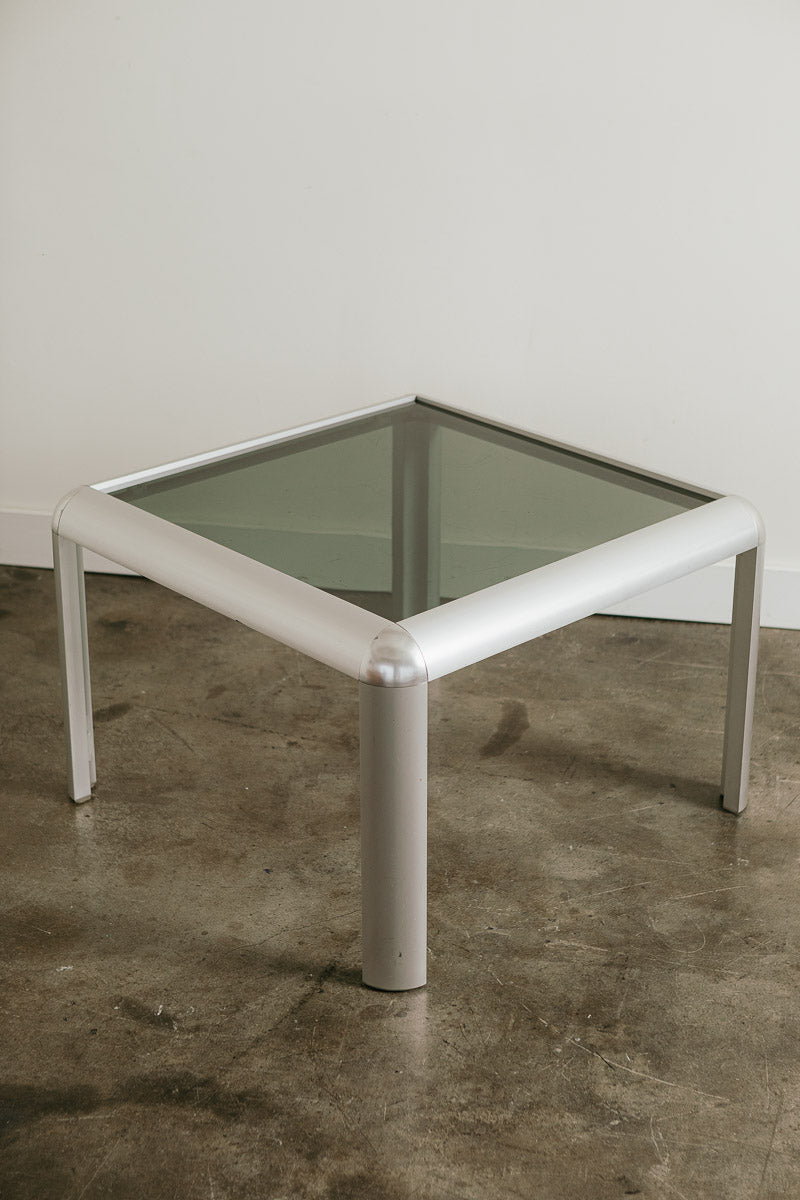 Aluminum Smoke Glass Side Table