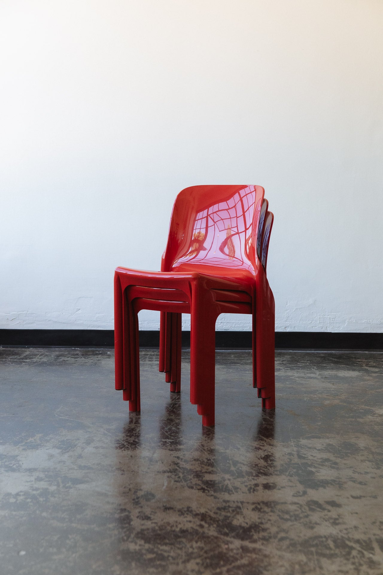 Red Selene Chairs by Vico Magistretti for Heller, 2002s, Set