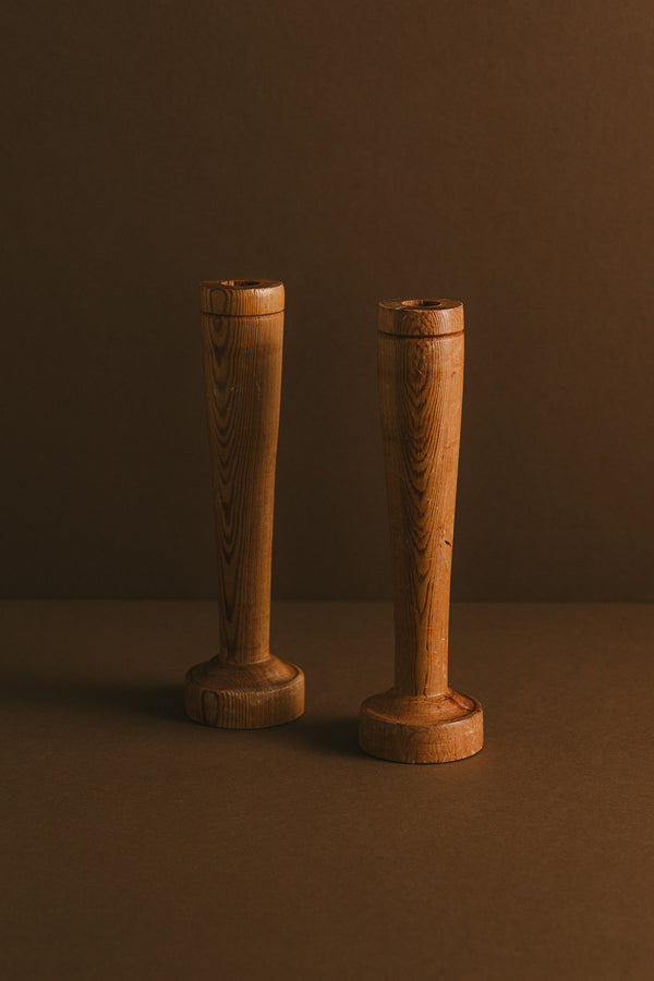 Pair of Pine Candlesticks