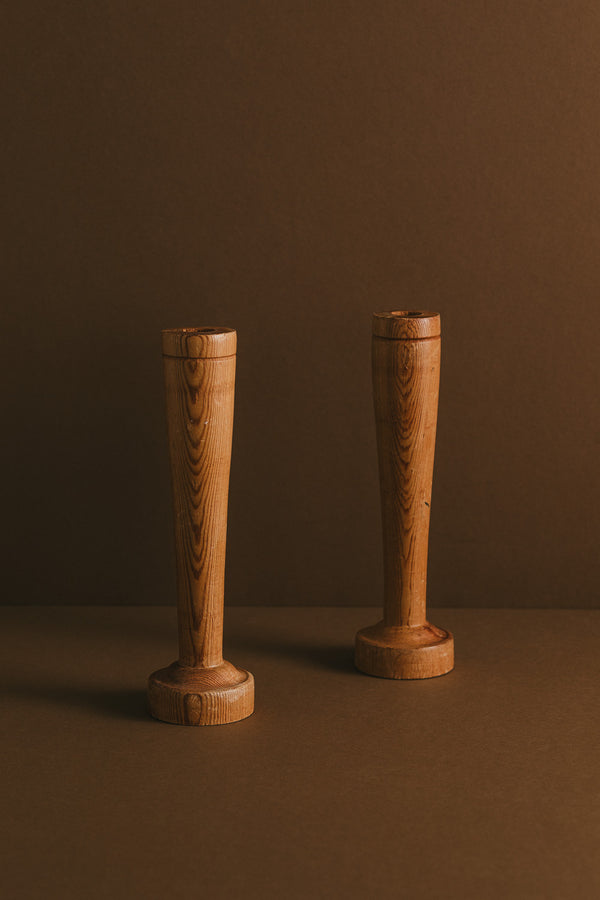 Pair of Pine Candlesticks
