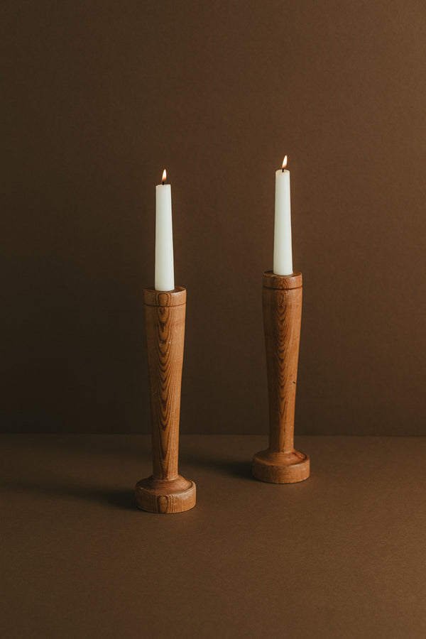 Pair of Pine Candlesticks