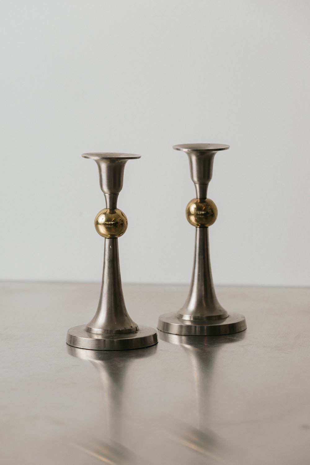 Pewter & Brass Candlesticks