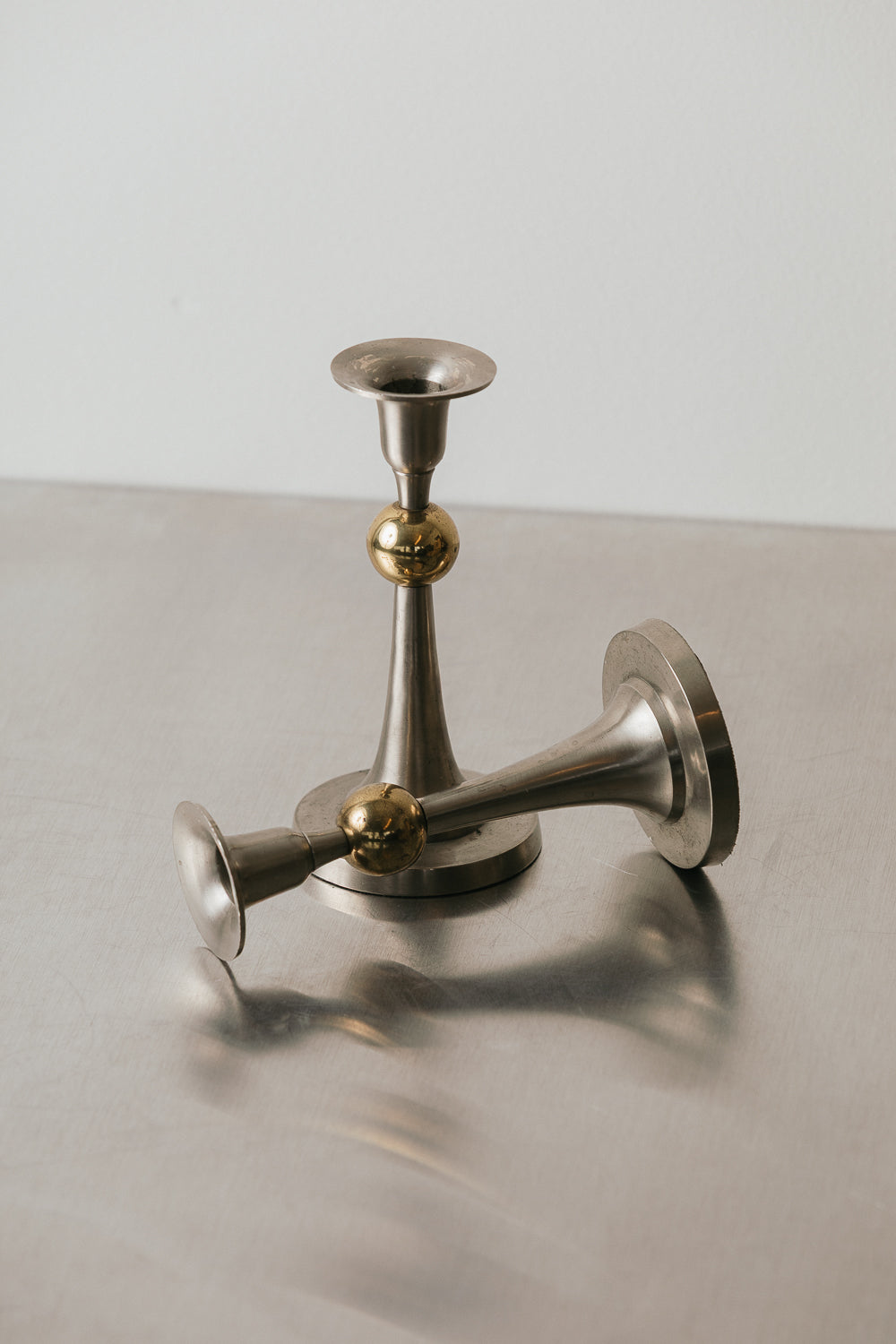 Pewter & Brass Candlesticks